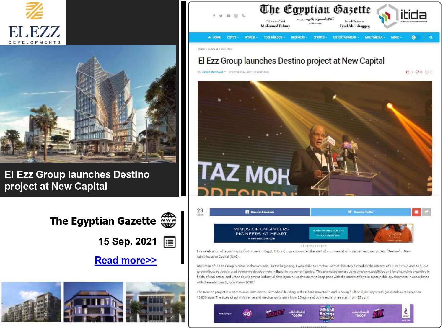 Press coverage of the launch of the Destino Business Complex New Capital