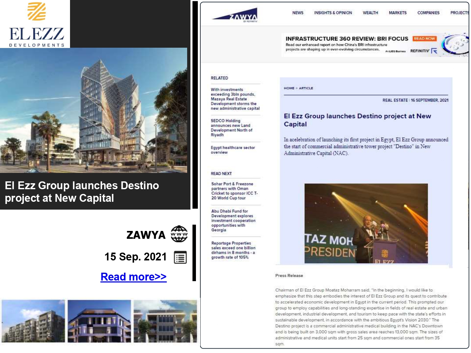 Press coverage of the launch of the Destino Business Complex New Capital
